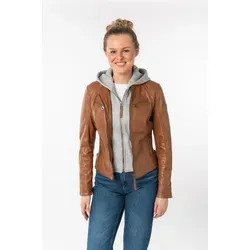 Mauritius Lederjacke NOLA - Two-in-One Style mit abnehmbarer Jersey-Kapuze - Übergangsjacke aus hochwertigem Schafsleder, modisch mit abnehmbarer Kapuze für vielseitige Looks, ideal für kühlere Tage.