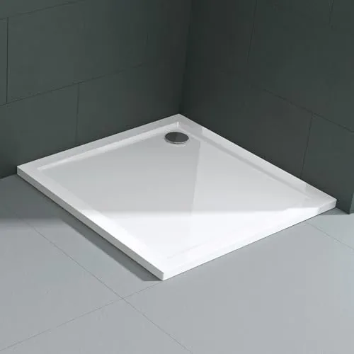 Mai & Mai Duschwanne 90x90cm - Quadratische Duschtasse aus hochwertigem Acryl - Duschwanne in weiß mit nur 4cm Höhe, ideal für bodenebene Montage. Perfekt für moderne Badezimmer und einfache Installation. Entdecken Sie auch passende Duschabtrennungen!