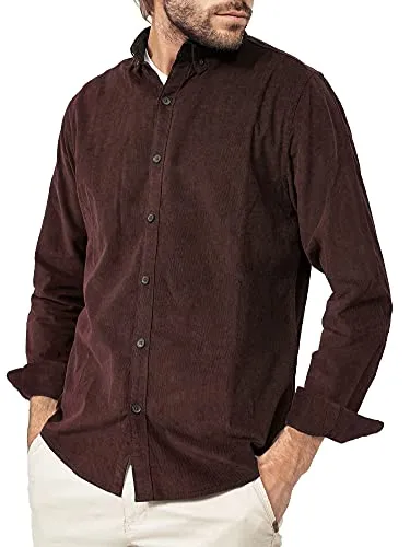Indicode Herren Ryan Kordhemd aus Baumwolle - Elegantes Freizeithemd in Dk Brown, XL - Herrenhemden - Elegantes Cordhemd mit zeitlosem Design und gerundetem Saum, ideal für Büro und Freizeit.