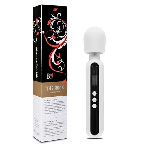NEU - „THE ROCK XL“ KRÄFTIGER 23,5 cm MAGIC WAND für Frauen JETZT mit DISPLAY - Massagestab ummantelt von hochwertigem PREMIUM SILIKON in weiss, weiß von „BuyAndFeelGood“
