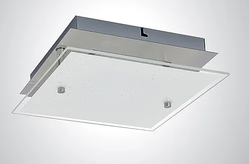 TRANGO LED Deckenleuchte LILY - Dimmbarer IP44 Deckenstrahler für Bad mit Kristalleffekt, warmweißem Licht und 12 Watt LED Modul – ideal für stilvolle Beleuchtung in feuchten Räumen.