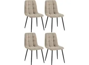 CLP 4er Set Esszimmerstuhl Tilde - Gepolstert und Belastbar bis 150 kg - Stühle für Esszimmer und Küche, gepolstert mit gestepptem Bezug und stabilen Metallgestell, vereinen hohen Komfort und zeitloses Design.