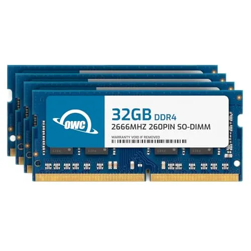 OWC - 128GB Memory Upgrade Kit - 4 x 32GB PC21300 DDR4 2666MHz SO-DIMMs für 27-inch iMac with Retina 5K (2019-2020) und kompatible PCs