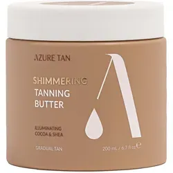 Azure Tan Shimmering Balsam für den Körper mit Glitzer 200 ml - Der Azure Tan Shimmering Balsam für Damen sorgt für eine gleichmäßige, natürliche Bräune und pflegt die Haut intensiv. Mit feinen Glitzerpartikeln für einen strahlenden Look, ideal für jeden Anlass.