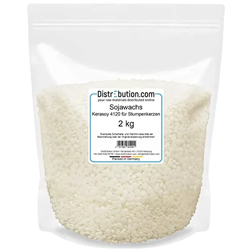 DistrEbution Sojawachs Kerasoy 4120 für Stumpenkerzen 2kg Kerzenwachs zu gießen