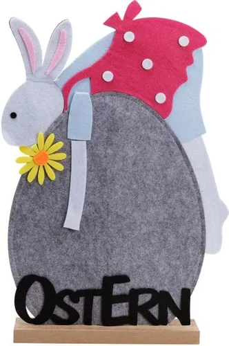TrendLine Deko Osterhase Filz 51 x 35 cm grau weiß pink Osterdeko Hasendeko