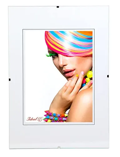IDEAL TREND Rahmenlos Bildhalter Klarglas Bilderrahmen Wanddeko Collage Poster Clip Rahmen: Format: 50x50