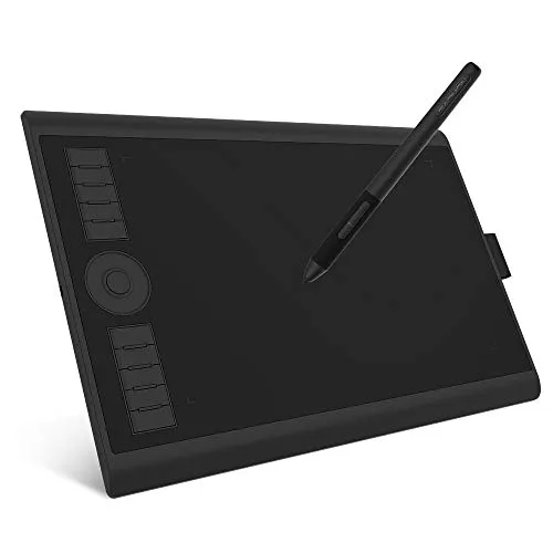 GAOMON M10K PRO 10” X 6,25" Zeichentablett mit Touch Ring, arbeitet mit AP32 Battrielosem Stift, kompatibel mit Windows/Mac/Android Handy