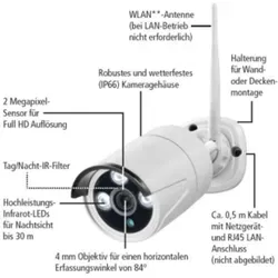 Indexa WR100B Überwachungskamera für WR100E/WR100 Set - Hochauflösende 3MP Tag/Nacht-IP-Kamera mit IP66 Schutz für Innen- und Außeneinsatz. Ideal für sichere Überwachung mit Infrarot-Ausleuchtung bis 30m und einfacher WLAN-Integration.