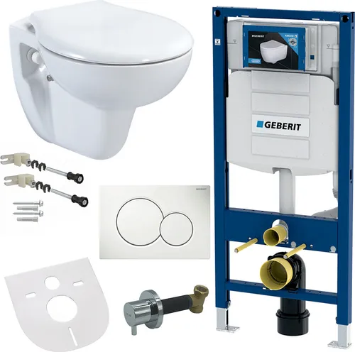 Taharet Bidet Wand Hänge WC Weiß mit Softclose - Sanitäranlagen & Zubehör, inklusive Geberit UP320 Duofix Vorwandelement für eine einfache Installation und komfortable Nutzung.