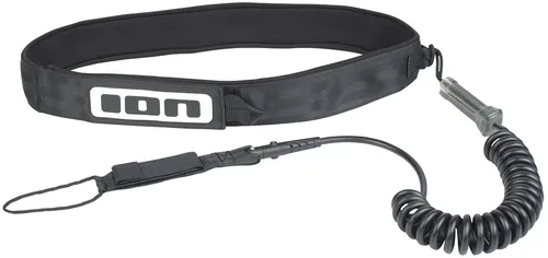 ION WING/SUP CORE SAFETY COILED Leash 2025 - Schwarz, S-M/8' - Zubehör für Wassersportler mit Quick Release, Hüftgurt und robustem 7mm Urethankabel für maximale Sicherheit und Flexibilität.