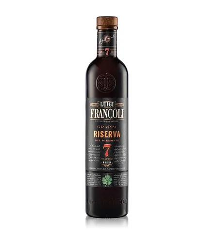 Francoli Riserva del Piemonte 7 Jahre Grappa - Grappa, 0,7 l mit 41,5 % vol, 7 Jahre gereift für intensiven Geschmack - jetzt bei mySpirits bestellen und schnell genießen!