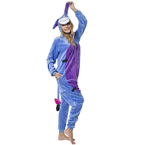 Katara 1744 Esel Kostüm-Anzug Jumpsuit für Erwachsene - Kuscheliger Esel-Einteiler aus weichem Fleece, perfekt für Partys und als bequemer Schlafanzug. Ideal für Festivals, Fasching oder als Geschenk. Einfaches Anziehen dank praktischer Knöpfe.