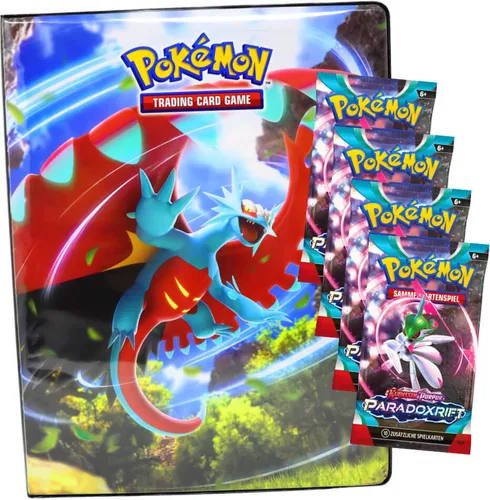 Pokemon Karten Karmesin & Purpur - Paradox Rift - 1 Mappe + 4 Booster Sammelkarten