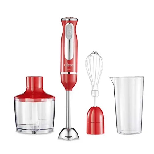 Ufesa BP3443 Stabmixer 600 W mit Turbo-Funktion - Stabmixer mit 600 W Leistung, Turbo-Funktion und ergonomischem Design. Inklusive hochwertigem Zubehör für müheloses Zerkleinern und Mixen, BPA-frei und spritzwassergeschützt für maximale Hygiene.