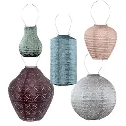 LUMIZ Gartenbeleuchtung - Außenleuchten - Cimbrone Satz - 5 Stücke - Solarlamp - Petrol/Taupe/Pink/Grün/Gold - Petrol/Gold/Rosa/Grün
