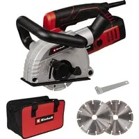 Einhell Mauernutfräse TE-MA 1500 - 1.500 Watt, stufenlose Frästiefen- und Schnittbreiteneinstellung, inkl. Tasche und 2 Diamant-Trennscheiben, sicher und handlich mit Softstart