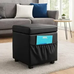moebel-direkt-online Stauraumhocker Vicki mit Rollen - Praktischer Hocker mit Stauraum und Zeitungstasche, ideal für Ordnung in Wohnräumen. Mit Rollen für einfache Mobilität und pflegeleichtem Kunstlederbezug.