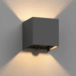 Wandleuchte CUBEL mit Bewegungsmelder, IP65, anthrazit, Up & Downlight - Lampen für Außenbereich mit robustem Aluminiumgehäuse und PIR Bewegungsmelder für automatische Beleuchtung. Energieeffiziente LED-Technologie mit 501 lm, ideal für individuellen Lichtstil.