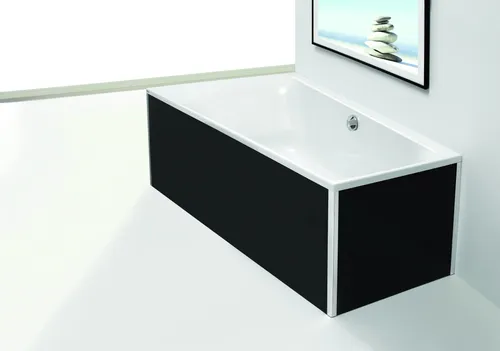 Hoesch Thasos Glasverkleidung 1500 x 1000 mm - Schwarz - Für Badewannen, hochwertige Glasverkleidung für elegante Vorwandmontage und stilvolles Badezimmerdesign.