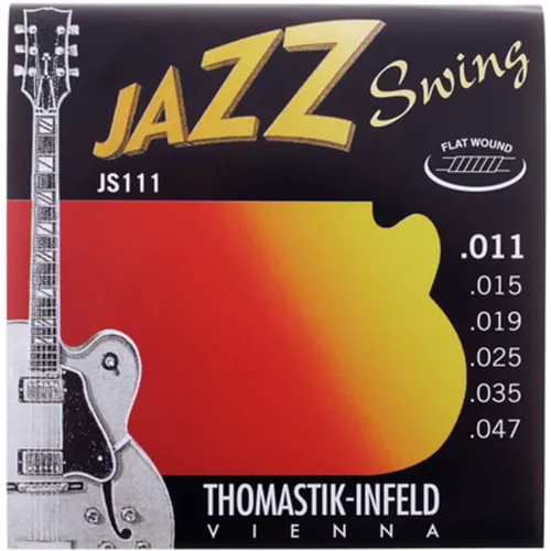 Thomastik 676717 Saiten für E-Gitarre - Jazz Swing Series, Nickel Flat Wound Satz JS111 Light .011-.047w, ideal für Jazzmusik und warmen Klang