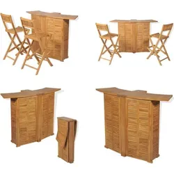 vidaXL 3-tlg. Bistro Set mit Klappstühlen aus Teakholz - Stilvolles 3-tlg. Bistro-Set mit zusammenklappbaren Stühlen aus hochwertigem Teakholz. Ideal für den Garten, mit Sonnenschirmloch und praktischen Regalen für Getränke und Snacks. Platzsparend und einfach zu montieren.