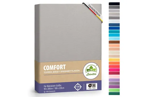 leevitex® Spannbettlaken Topperbezug Premium 170, Gummizug: Rundum-Gummizug, schwer und blickdicht, 100% Baumwolle, für Topper
