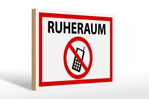 Holzschild Hinweis 30x20 cm Ruheraum Handy verboten Holz Deko Schild wooden sign
