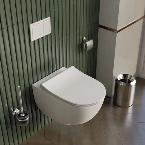 Wandtoilette Keramik Weiß Vista - Spülrandlos mit Softclose und Bidet-Funktion - Elegante Wandtoilette aus hochwertiger Keramik mit spülrandloser Bauweise für einfache Reinigung. Inklusive Bidet-Funktion für hygienische Duschreinigung und Softclose Toilettensitz. Perfekt für modernes Badezimmerdesign.