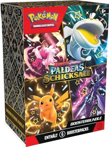 PKM KP04.5 Boosterbundle - Pokémon Sammelkartenspiel - Karmesin & Purpur – Paldeas Schicksale - 6 Boosterpacks, entdecke über 100 schillernde Pokémon und erweitere deine Sammlung mit diesem spannenden Booster Bundle!
