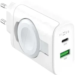 FIXED MagFlip USB-C Charger 33W - Handys Adapter und Ladegeräte – Kompakter GaN-Ladegerät mit 33W, USB-C, USB-A und integriertem Magnet-Ladegerät für die Apple Watch, ideal für schnelles Laden unterwegs.