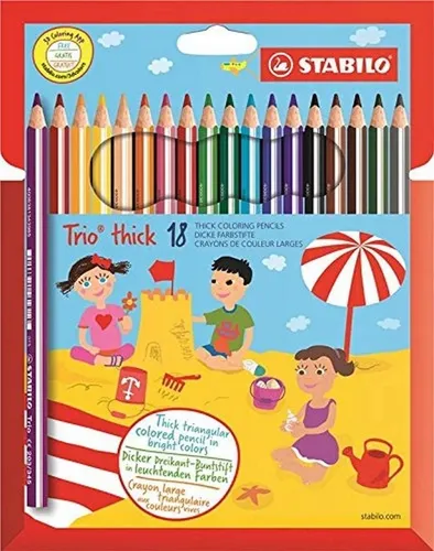 Stabilo Trio dick 18 Farben - Ergonomische Buntstifte von STABILO, ideal für Rechts- und Linkshänder. Unzerbrechlich und in 18 klassischen Farben, perfekt für kreative Projekte und den Schulalltag.