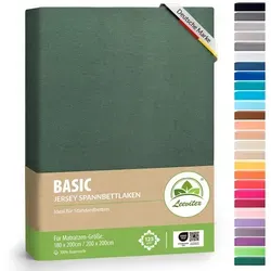 leevitex® Spannbettlaken Jersey aus 100% Baumwolle, für Kinder- & Standardmatratzen, Jersey, Gummizug: rundum, 100% Baumwolle, anschmiegsam & dehnbar, diverse Größen und Farben grün 180 - 200 cm x 200 cm