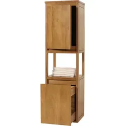 Teak-Hochschrank MCW-M71: Hochwertiger Badschrank aus B-Grade-Teak - Badregal aus langlebigem Kernholz, ideal für stilvolle Badezimmergestaltung und perfekt kombinierbar mit weiteren Produkten.