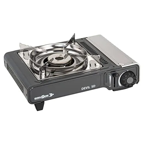 BRUNNER Gaskocher Devil SD NG - Campingkocher mit 2200 W Leistung, Zündsicherung und praktischem Transportkoffer – ideal für Outdoor-Abenteuer.