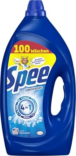 Henkel Spee Aktiv Gel Universalwaschmittel 4+1 - Flüssigwaschmittel für ca. 100 Waschladungen, entfernt Flecken ab 20 °C und sorgt für strahlende Reinheit und langanhaltende Frische.