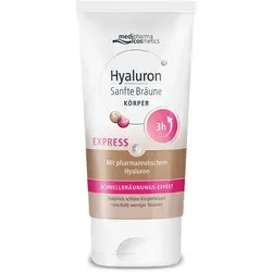 HYALURON SANFTE Bräune Express Körper Creme 150 ml - Schnelle, gleichmäßige Bräune mit feuchtigkeitsspendenden Eigenschaften. Ideal für eine sanfte Hautpflege und strahlenden Teint.
