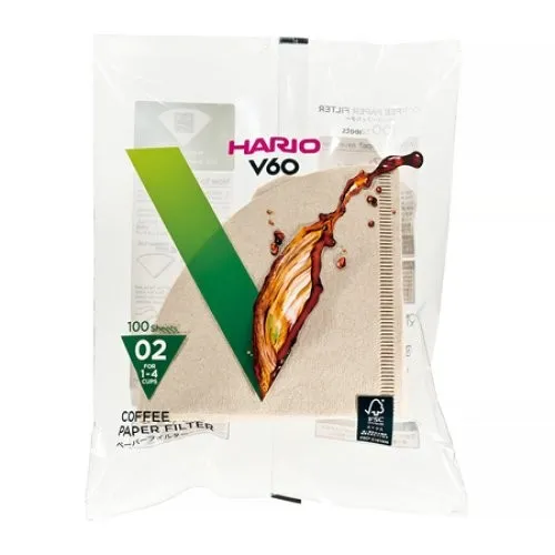 Papierfilter Hario Misarashi V60-2 - 100 Stück Braune Einwegkaffeefilter, ideal für perfekten Kaffeegenuss und einfache Zubereitung