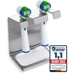 WIETRE® 2er Edelstahl Aufsteckbürsten-Halter für Oral-B und Philips - Praktisches Zahnbürstenzubehör - Der hochwertige Edelstahlhalter mit Auffangschale sorgt für hygienische Trocknung Ihrer Aufsteckbürsten und passt für alle gängigen Modelle.