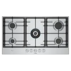 Bosch PCR9A5I90 Serie 6 Gaskochfeld mit FlameSelect - 90 cm breites Gaskochfeld mit FlameSelect für präzise Flammenkontrolle und abnehmbaren Magnetgriffen. Ideal für gleichmäßiges Garen und einfaches Reinigen dank spülmaschinengeeigneter Gusseisenroste.
