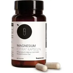 Medicom Magnesium Citrat mit 800 mg Magnesiumcitrat, hohe Bioverfügbarkeit, 60 Kapseln, für Power und starke Nerven