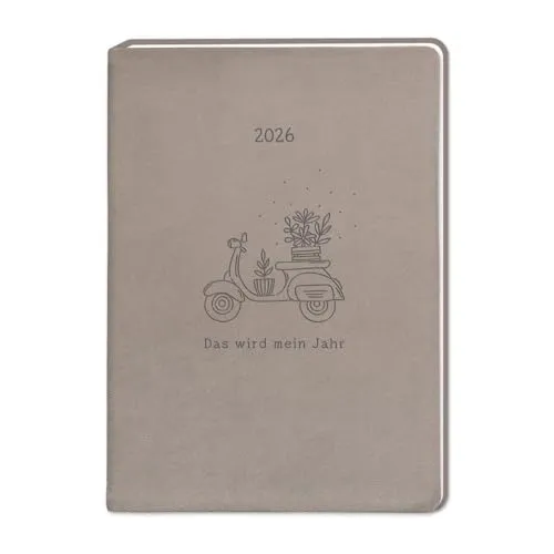 Terminplaner Lederlook 2026 Taupe: Terminplaner Lederlook A6