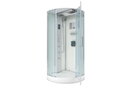 AcquaVapore D37-20R2-EC Dampfdusche 100x100 - Weiß - Hochwertige Dampfdusche mit 6mm Sicherheitsglas, EasyClean Versiegelung und komfortabler Montage. Erleben Sie Entspannung mit integrierten Massagedüsen und Bluetooth-Player für Ihr individuelles Duschvergnügen.