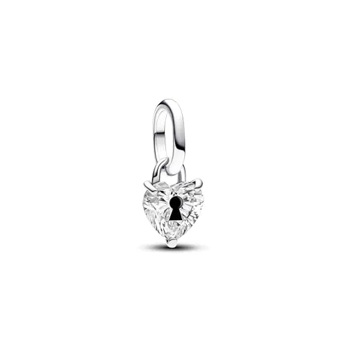 PANDORA ME Schlüsselloch Herz Mini-Charm-Anhänger aus Sterling Silber mit Zirkonia, Kompatibel ME und Moments Armbändern, 793086C01
