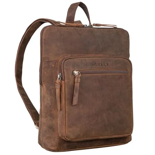 ROYALZ 'Carolina' Leder-Rucksack Damen - Eleganter Cityrucksack im Vintage Look - Damen-Rucksackhandtaschen, aus hochwertigem Echtleder, ideal für modebewusste Frauen. Praktische Fächeraufteilung bietet Platz für alles Wichtige, perfekt für den Alltag.