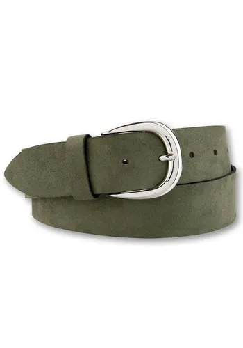 BERND GÖTZ Ledergürtel - Breiter Klassiklook aus Veloursleder in Olivgrün - Anzuggürtel aus hochwertigem Veloursleder, 4 cm breit, ideal für einen modischen Casual-Look.