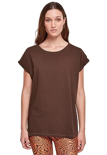 Urban Classics Damen T-Shirt Ladies Extended Shoulder Tee, T-Shirt mit überschnittenen Schultern, aus Baumwolle, erhältlich in vielen Farben, Brown, S