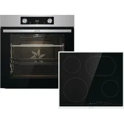 Gorenje BOS6737E06X+ ECT43X Steel Steam Backofen Set 60cm - Silber - Herd-Set mit 77 l Backofen und Glaskeramikkochfeld, ausgestattet mit Selbstreinigung, Timer und Kindersicherung für sicheres und bequemes Kochen.
