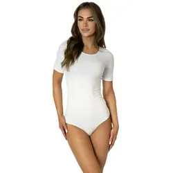 Alkato Kurzarmbody Kurzarm Bodysuit mit Rundhalsausschnitt weiß XS (Short 158-164 cm)