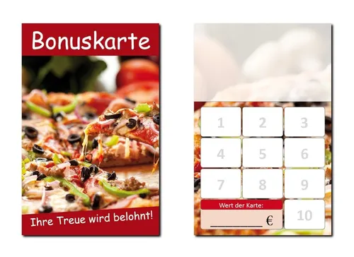 Stück Bonuskarten Pizzeria Treuekarten Gastronomie Restaurant Pizza BOK-413 100